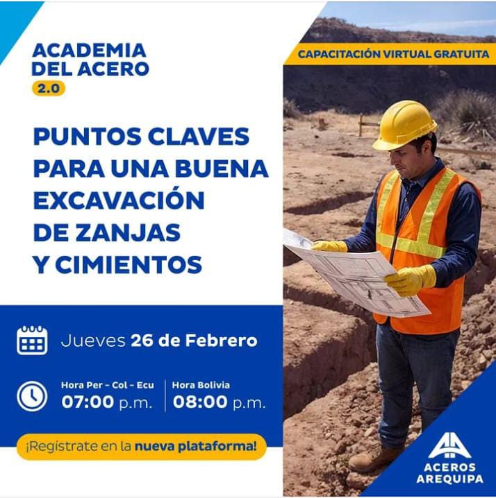 webinar sobre Excavaci&oacute;n de Zanjas y Cimientos